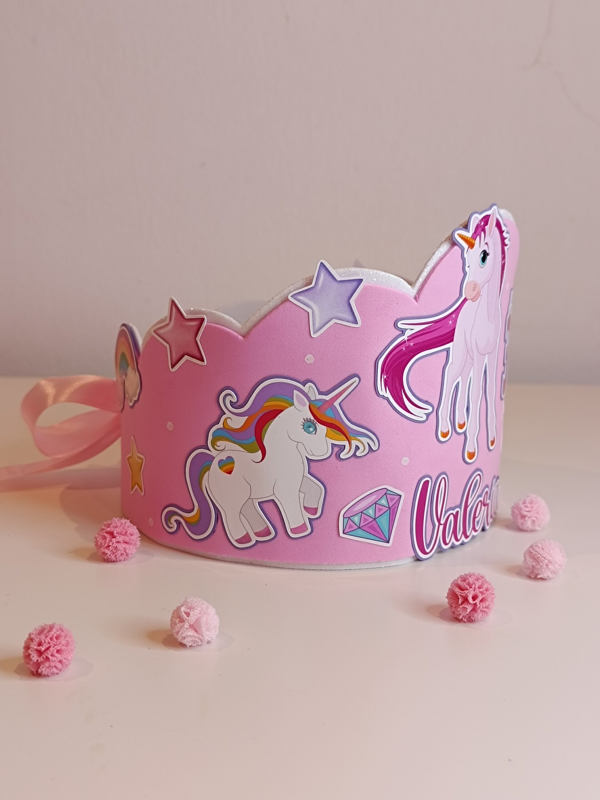 Corona de cumpleaños personalizada Unicornio - 4