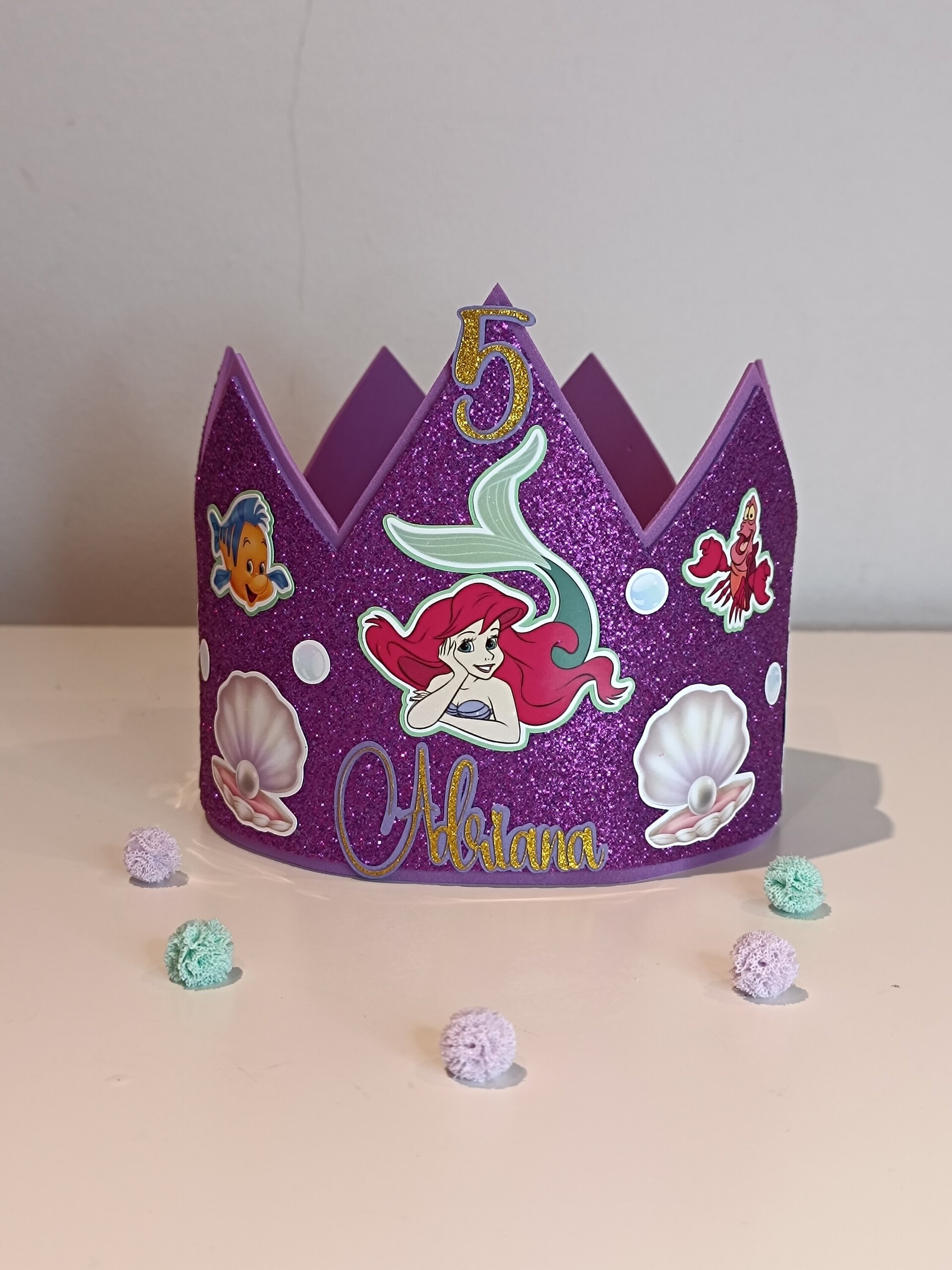Corona de cumpleaños personalizada La Sirenita - 1