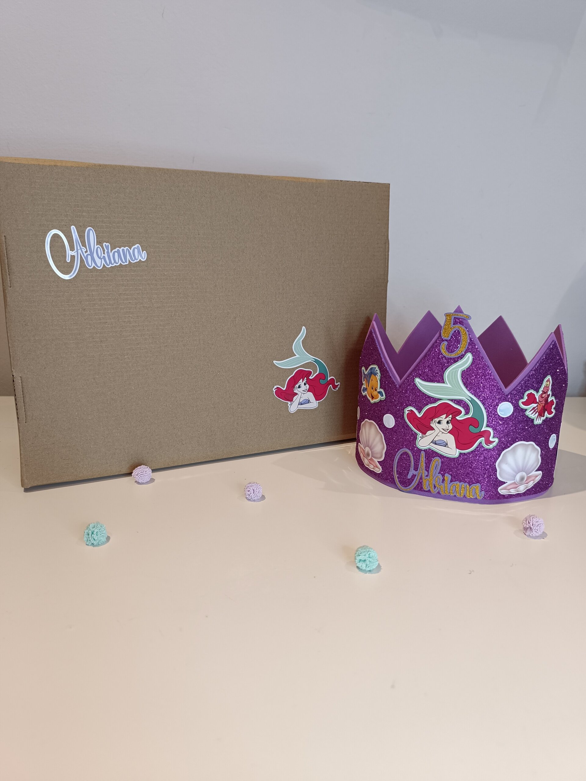 Corona de cumpleaños personalizada La Sirenita - 5