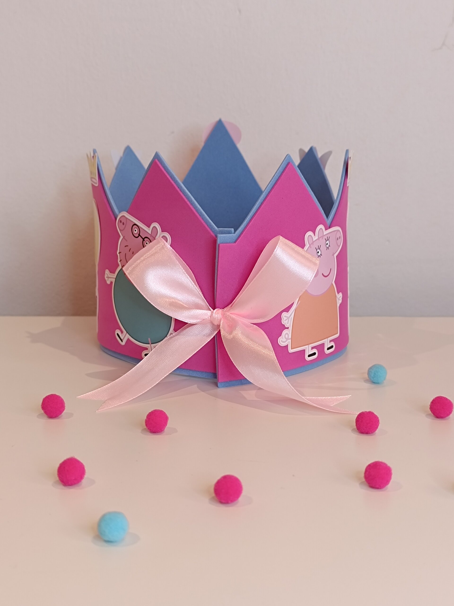 Corona de cumpleaños personalizada Peppa Pig Rosa - 4