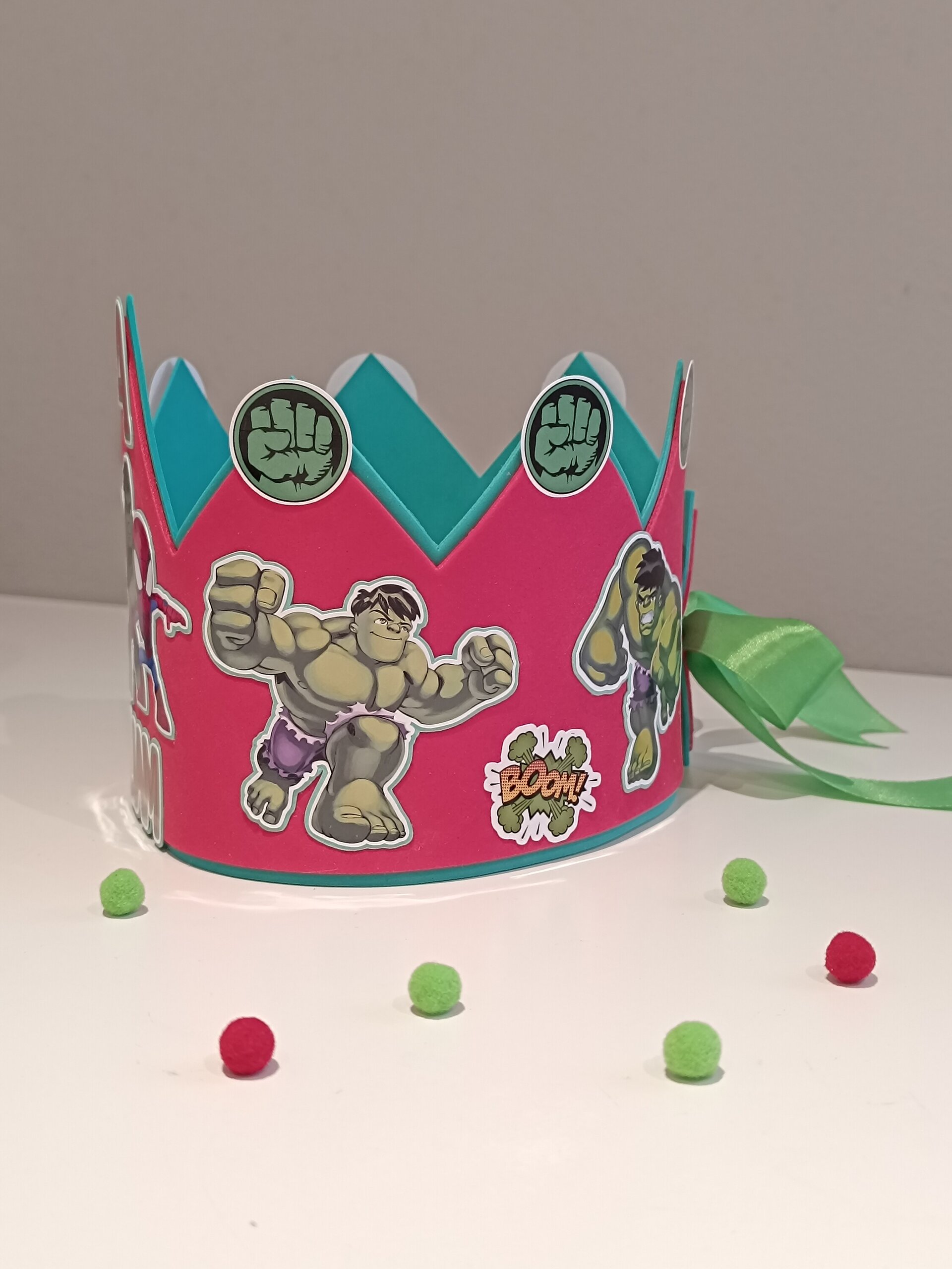 Corona de Cumpleaños personalizada Spidey y Hulk - 3