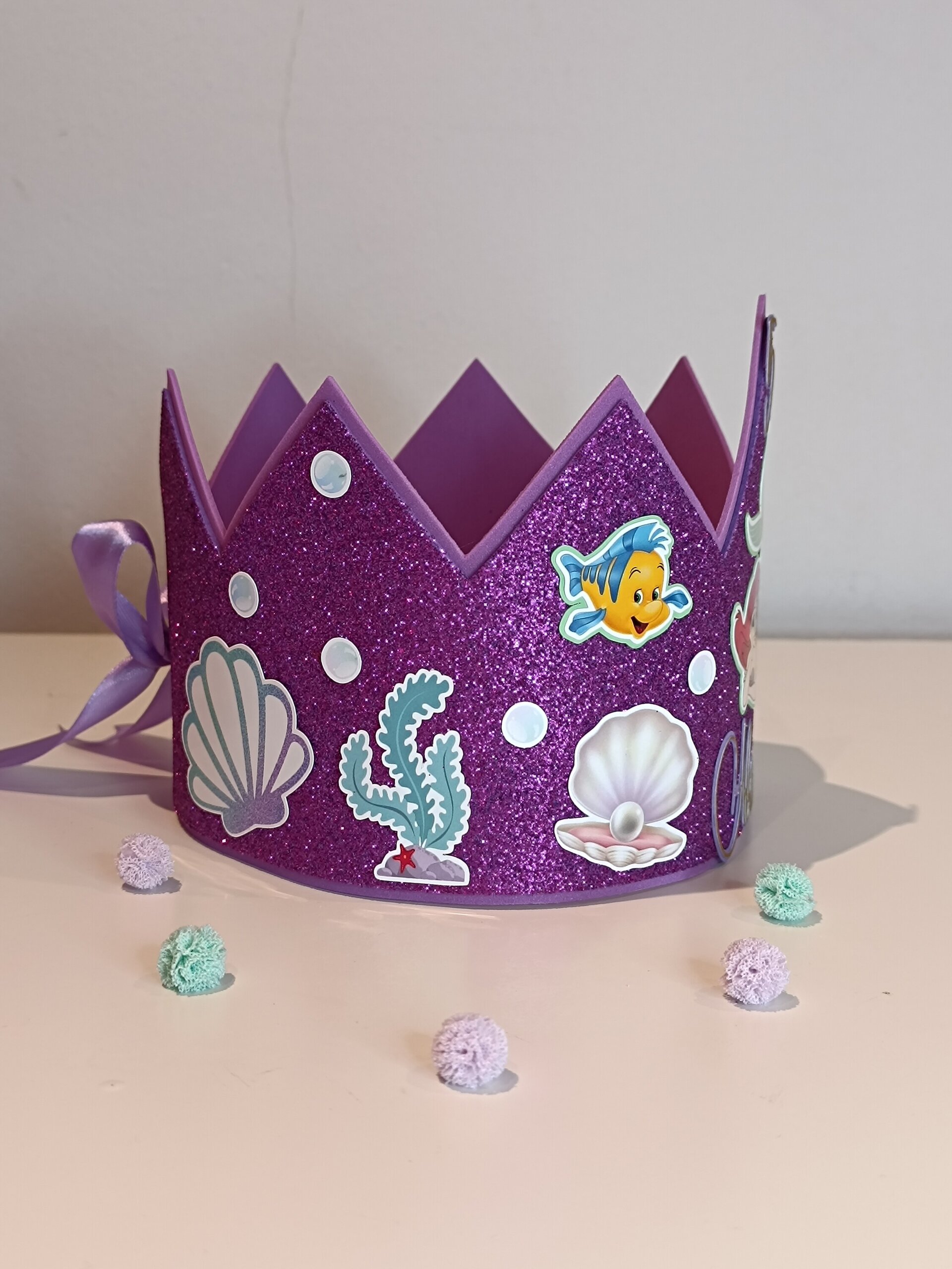 Corona de cumpleaños personalizada La Sirenita - 3