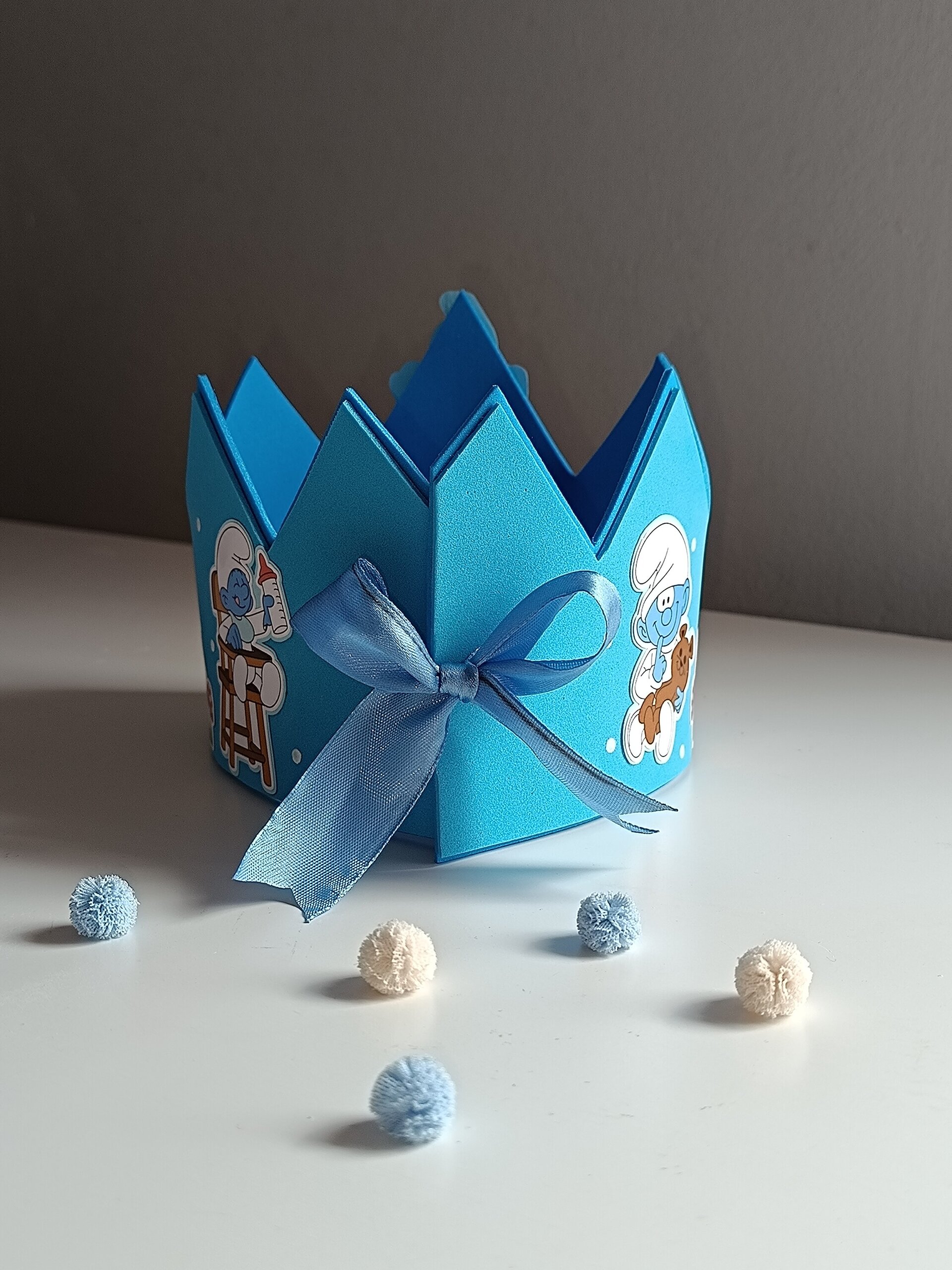 Corona de Cumplemes personalizada Pitufos bebes - 4