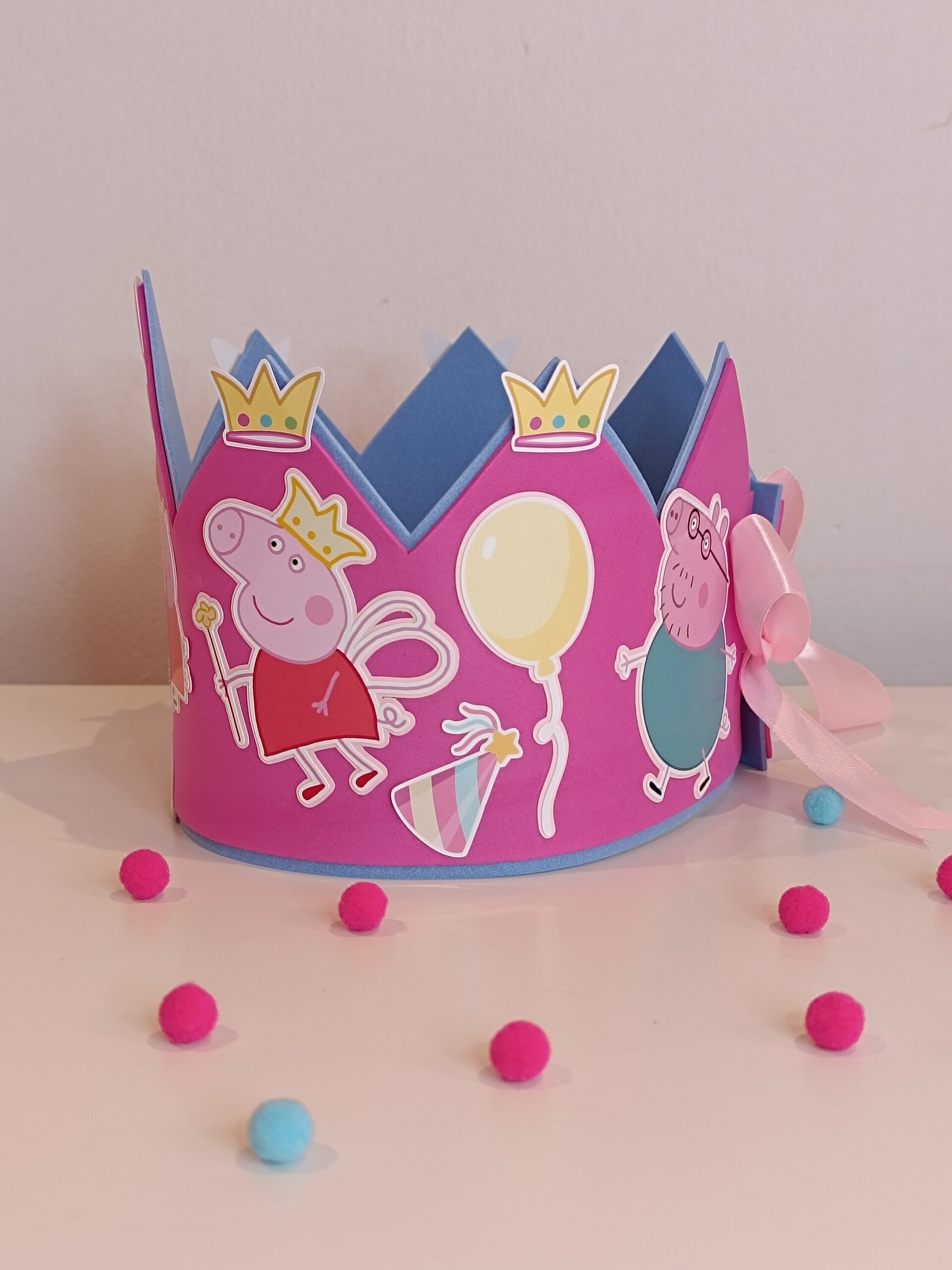Corona de cumpleaños personalizada Peppa Pig Rosa - 2