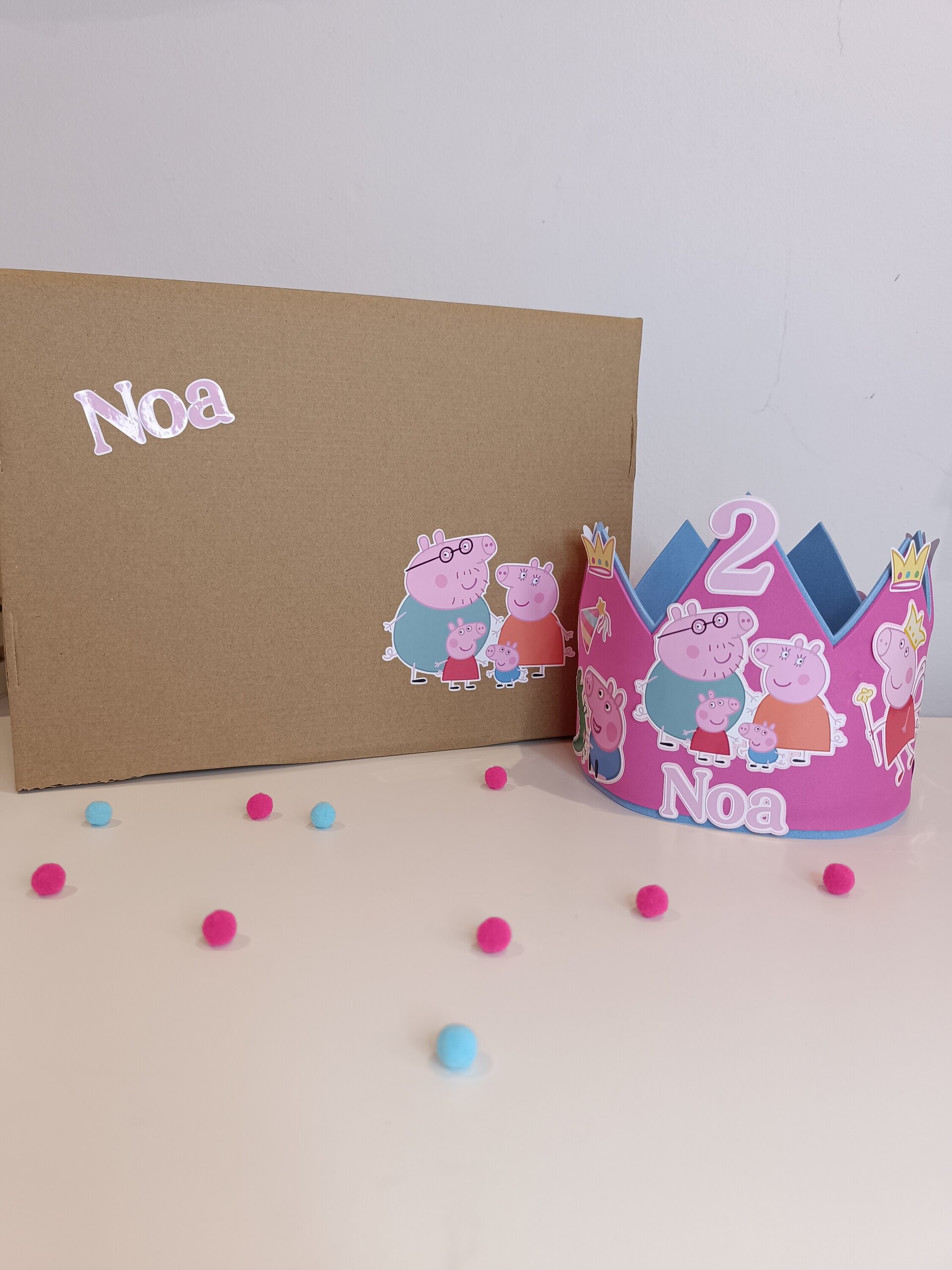 Corona de cumpleaños personalizada Peppa Pig Rosa - 5