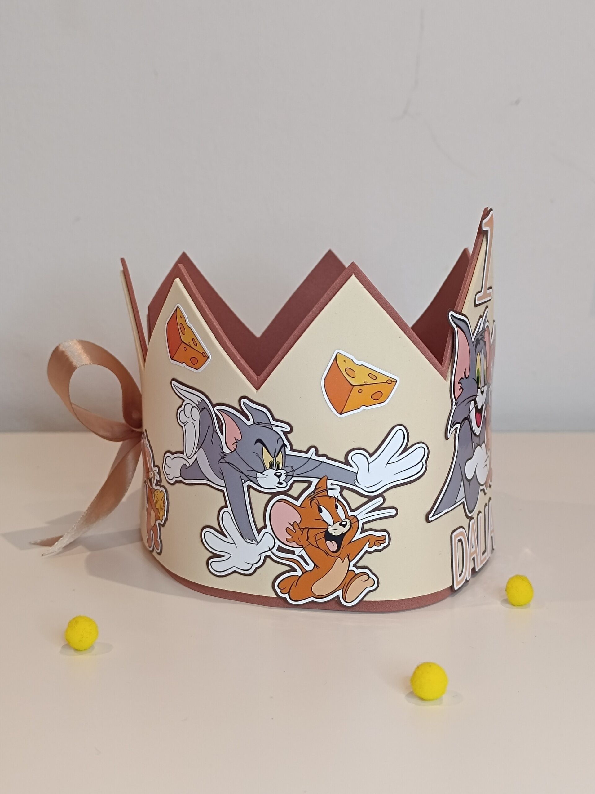 Corona de cumpleaños personalizada Tom y Jerry - 3