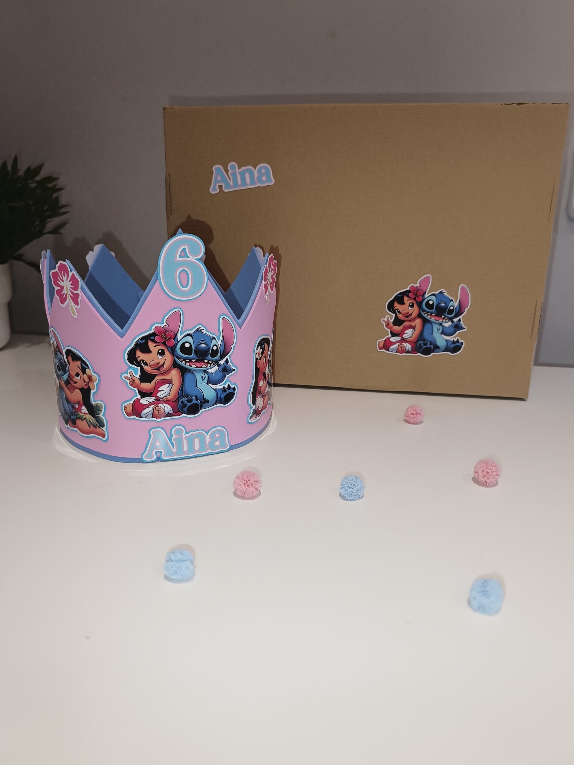 Corona de cumpleaños personalizada Lilo Stitch - 1