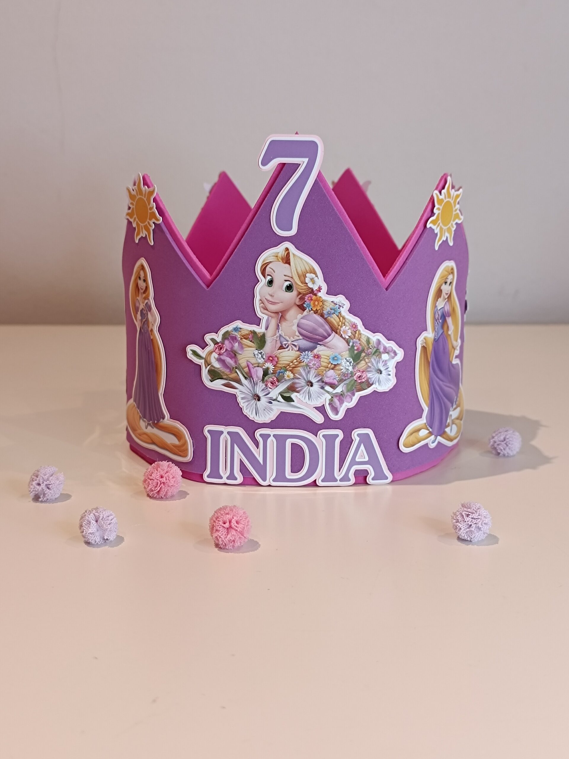 Corona de cumpleaños personalizada Rapunzel - 1