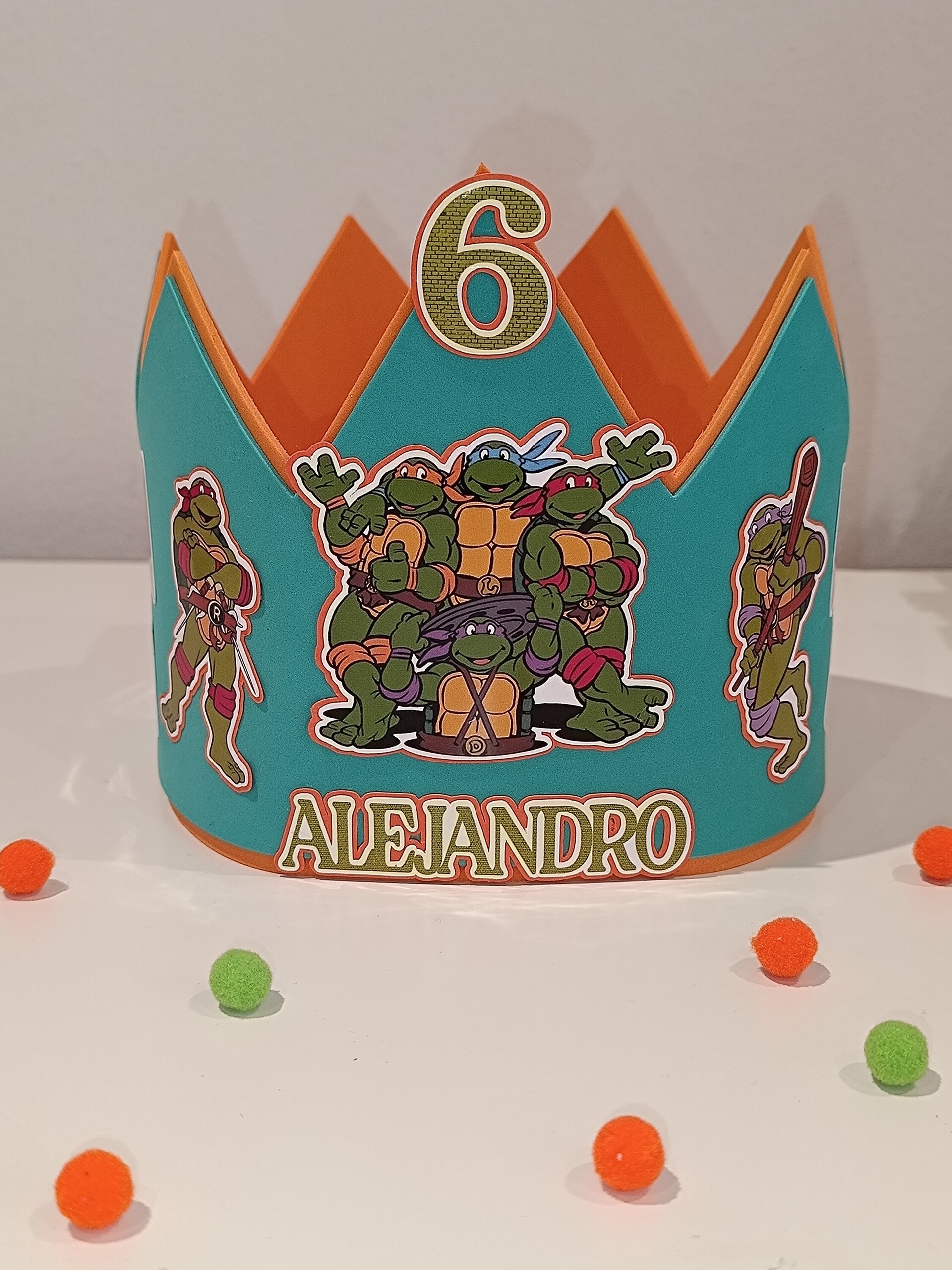 Corona de cumpleaños personalizada Tortugas Ninja - 2