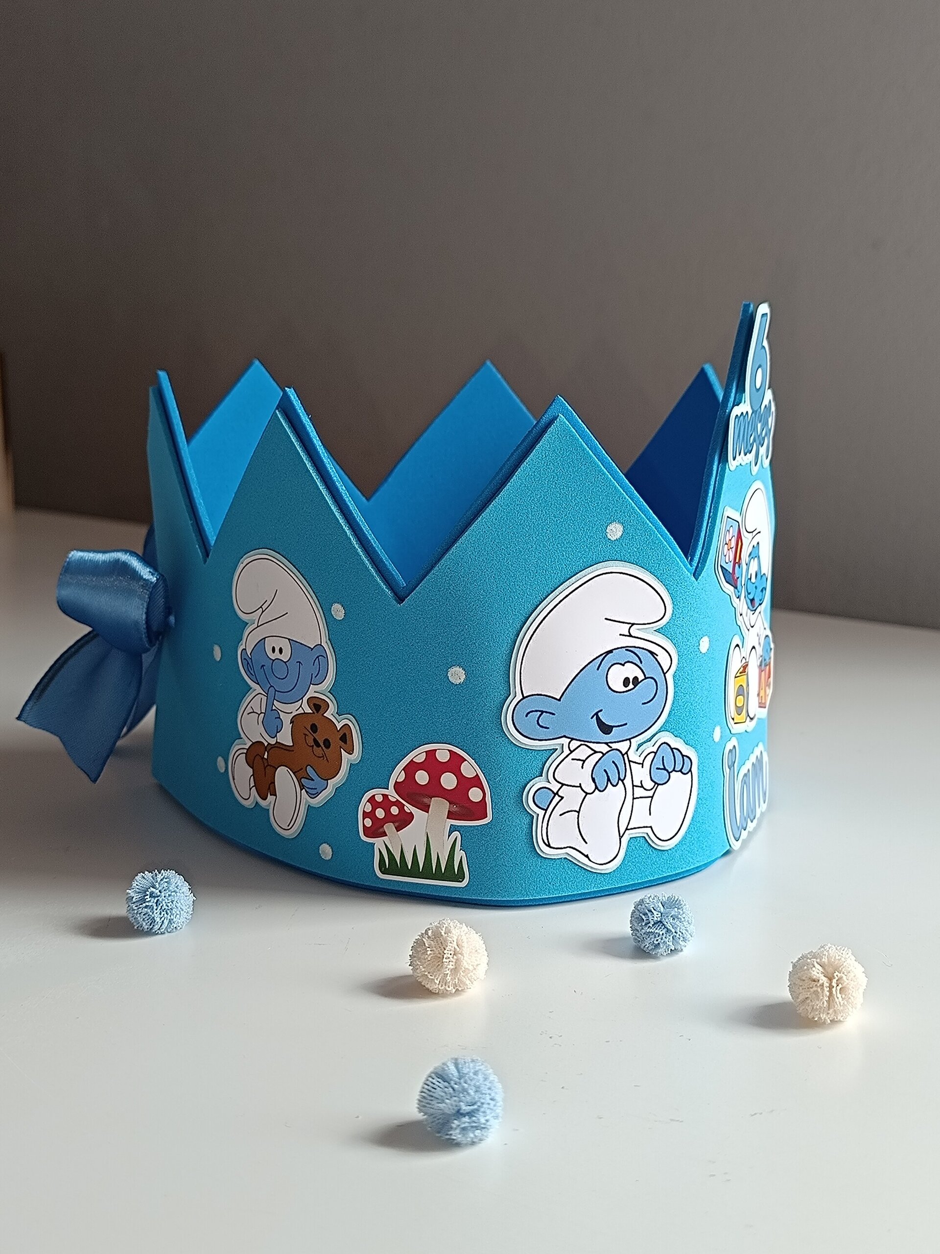 Corona de Cumplemes personalizada Pitufos bebes - 2