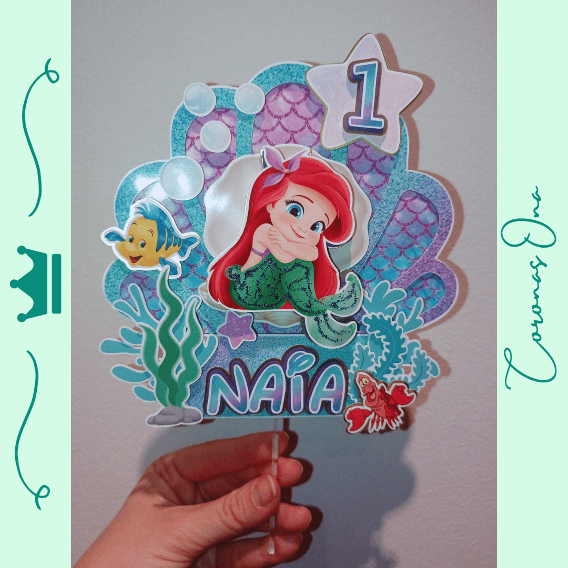 Topper para tarta Sirenita - 2