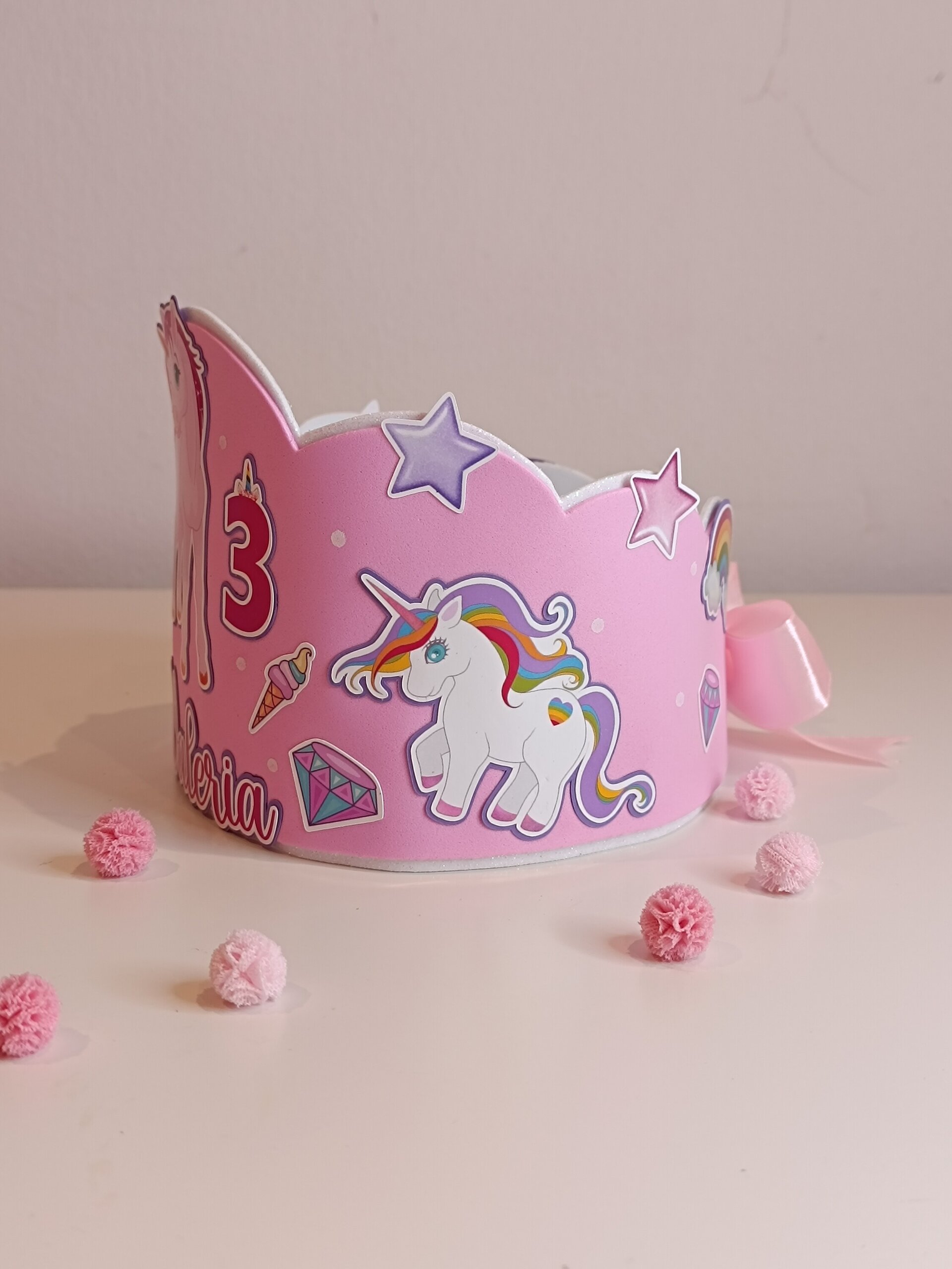 Corona de cumpleaños personalizada Unicornio - 5