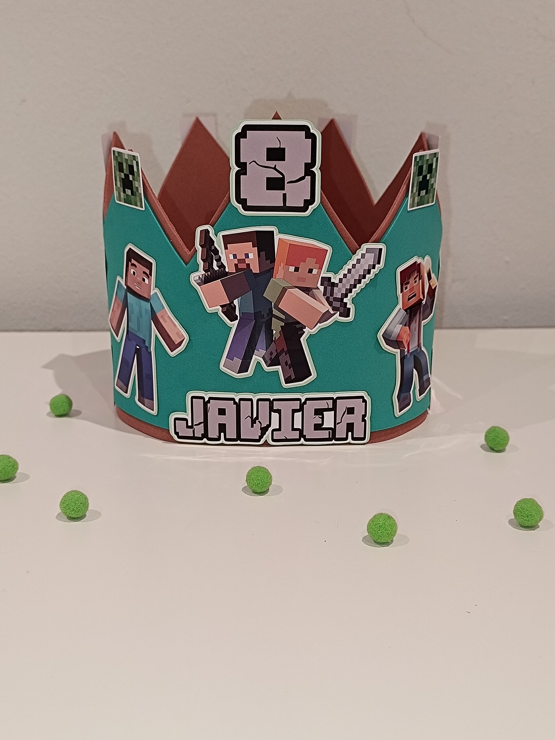 Corona de cumpleaños personalizada Minecraft - 2