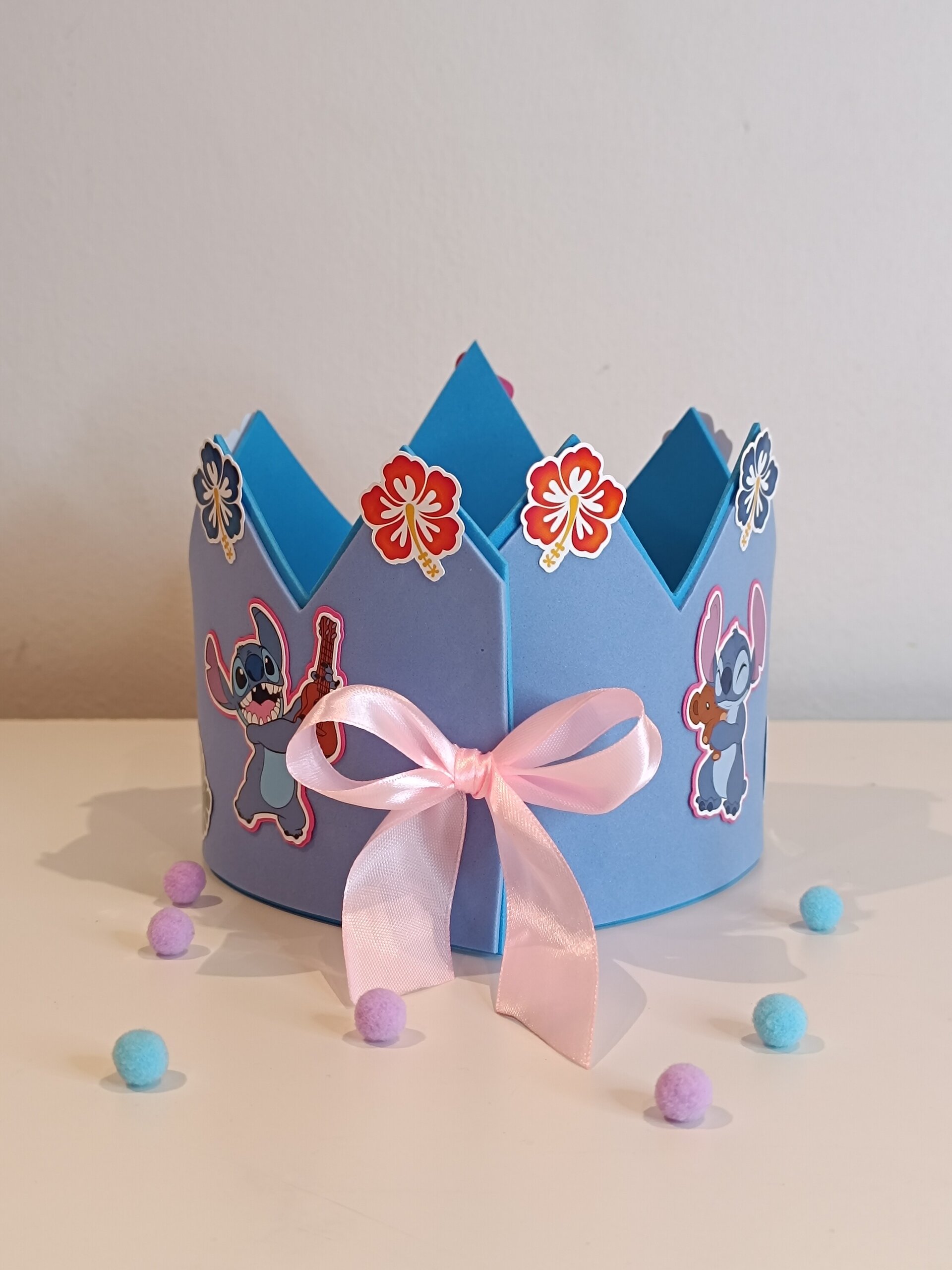 Corona de cumpleaños personalizada Stitch Ángel - 6