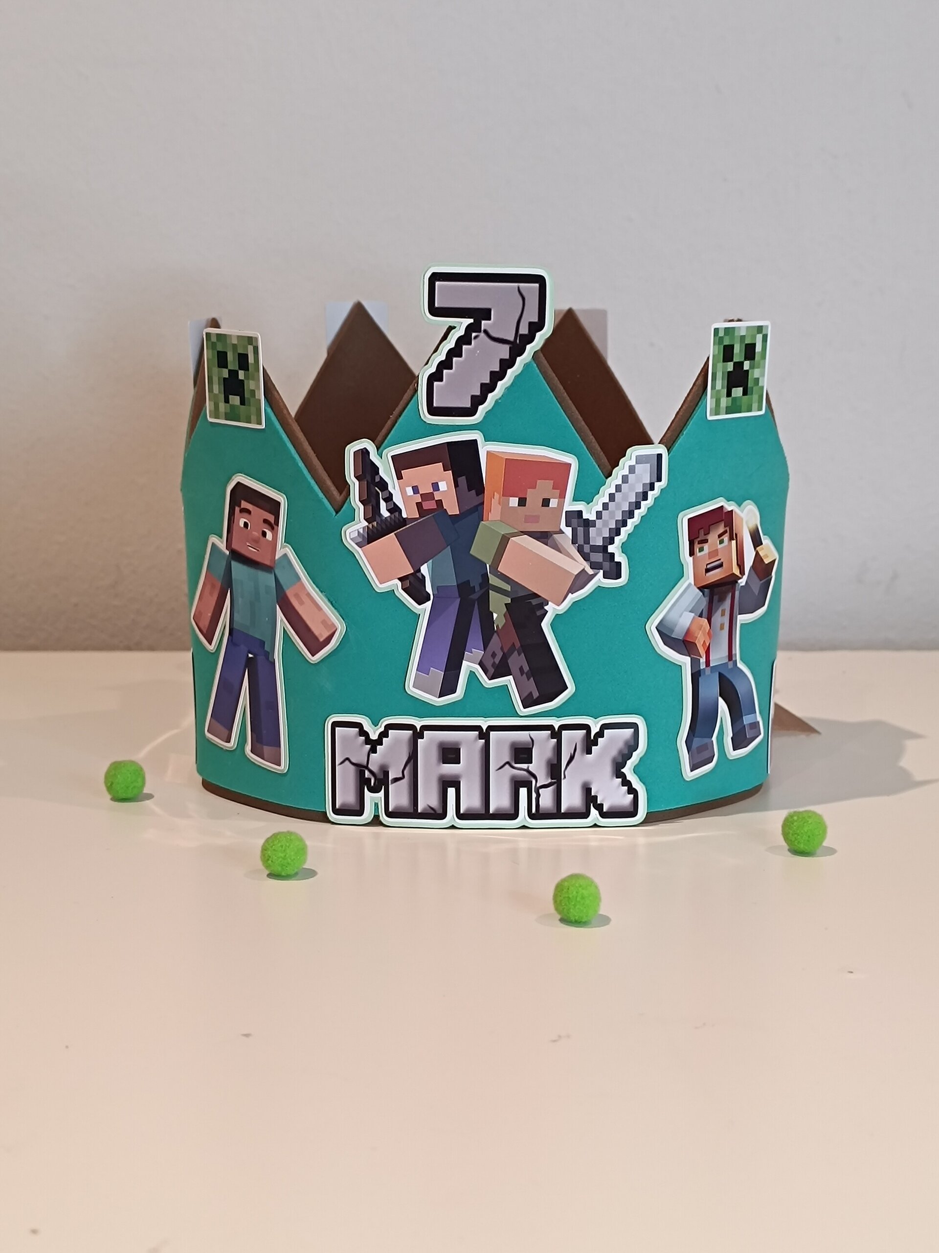 Corona de cumpleaños personalizada Minecraft - 1